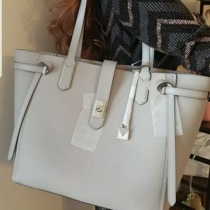 SALE! NWT! Michael Kors CASSIE Pearl Grey Large Le